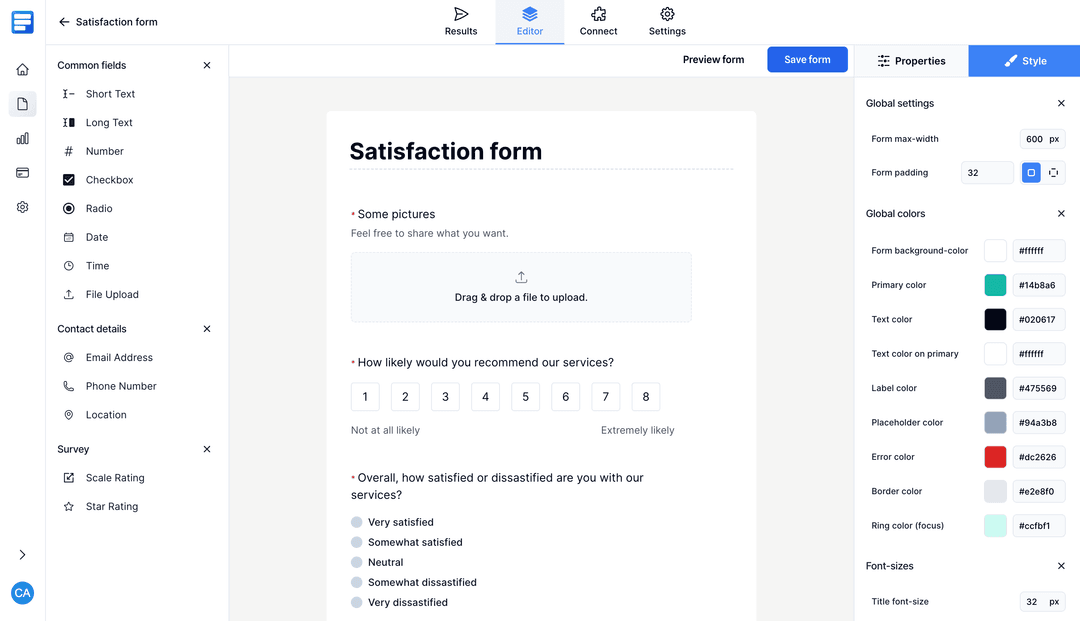 Create a form for Framer on Enero Forms