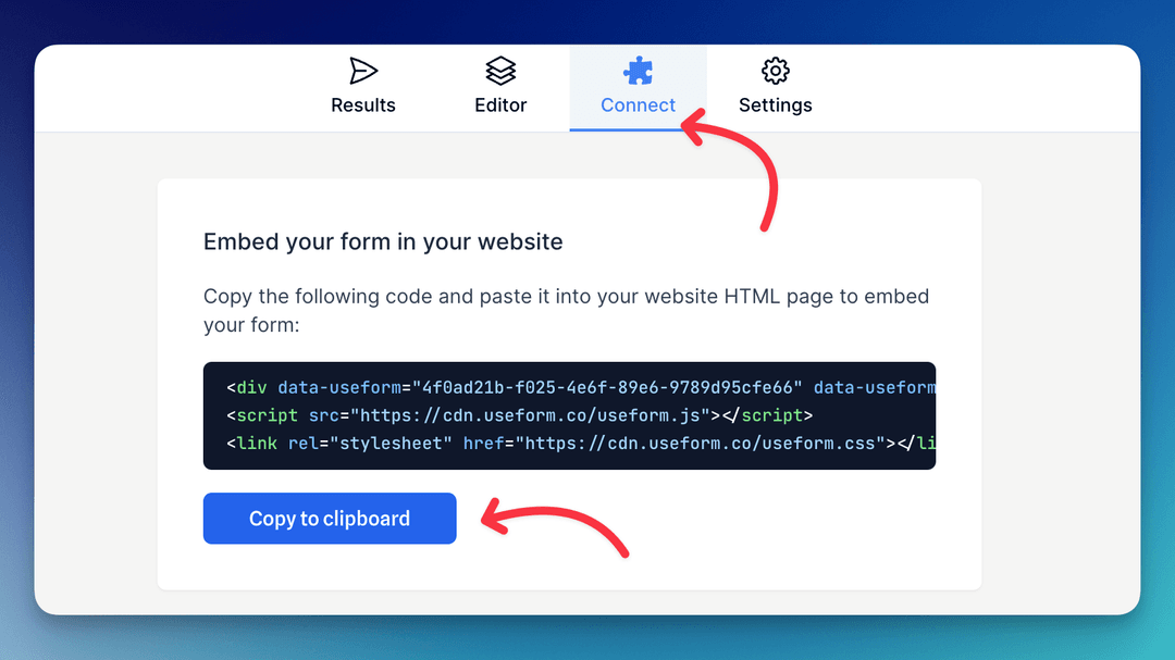 Copy the embed code for Framer