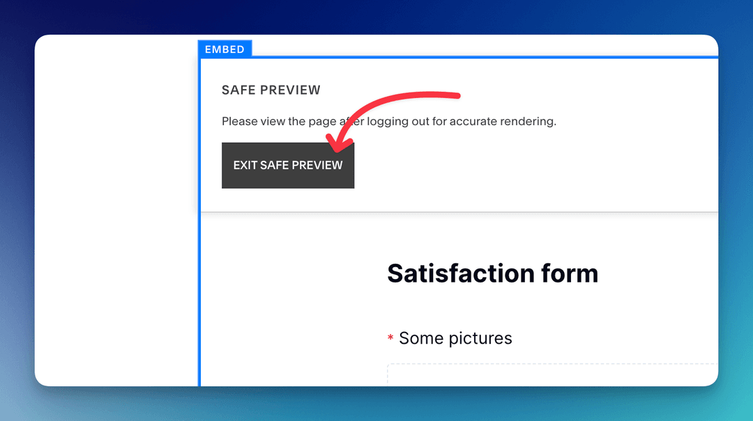 Exit, save and preview