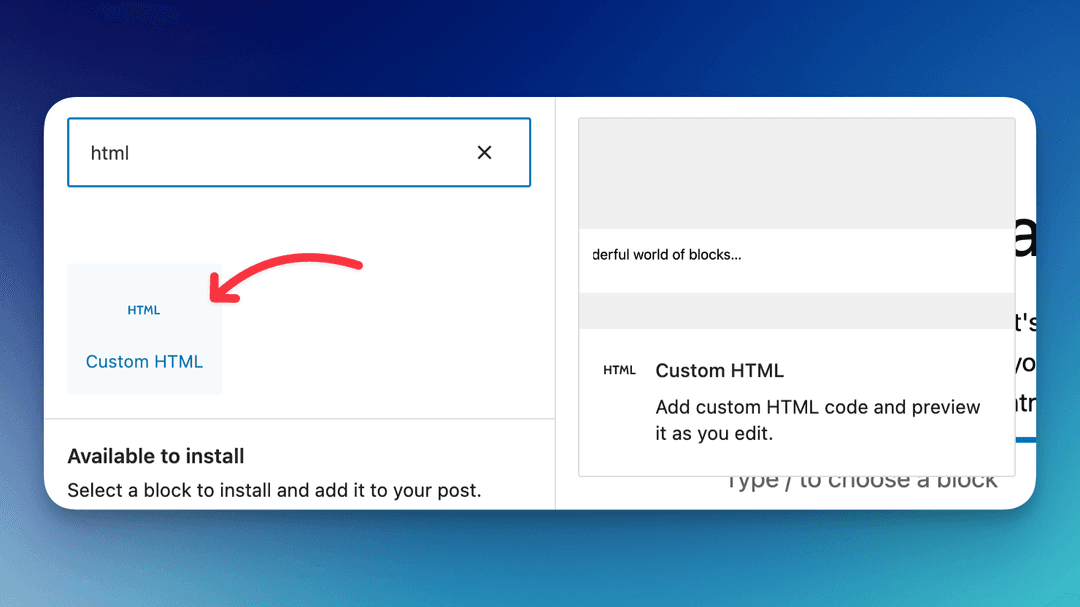Use Custom HTML block