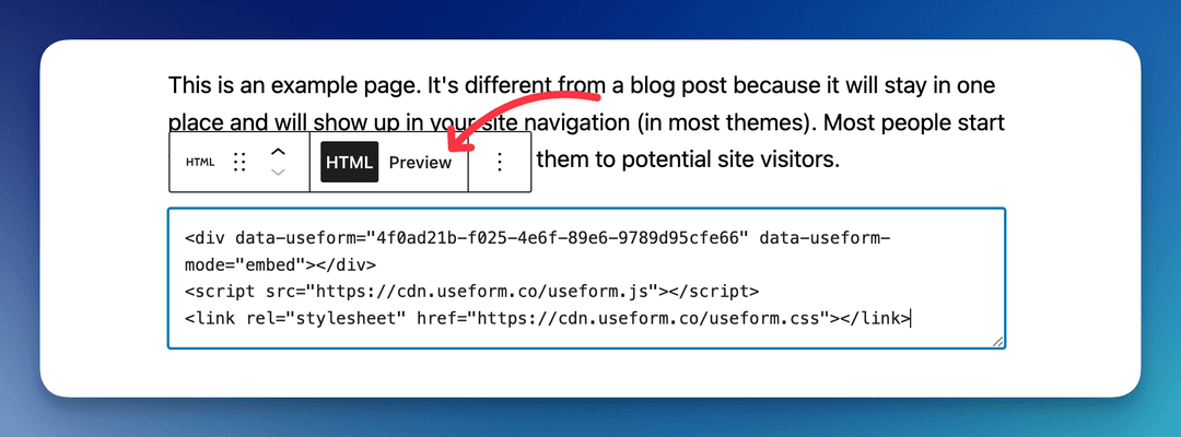 Insert HTML and preview